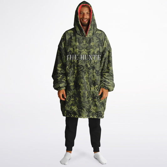 Hunter and Hunted Green and Red Camo Reversible Snug Hoodie for Men's