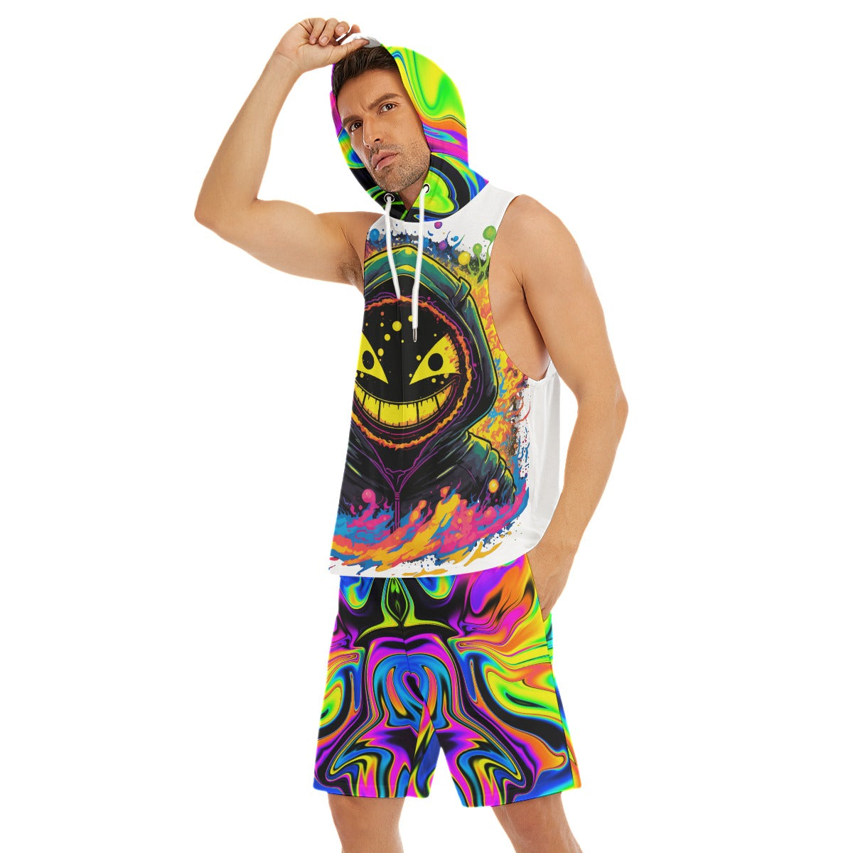 Colorful Creation Smile Sleeveless Vest and Short Set for Men's