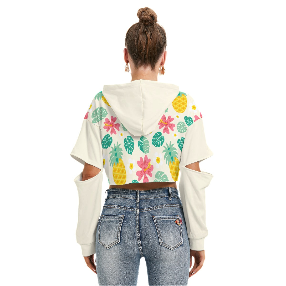 Sweet Pineapple Hoodie with Hollow Out Sleeve for Women's