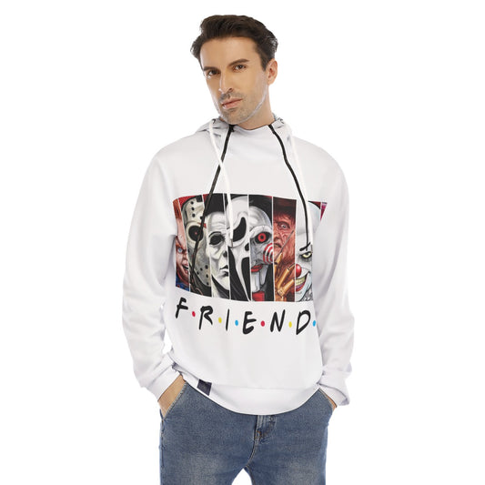 Men's Scary Friends' Hoodie with Placket Double Zipper 