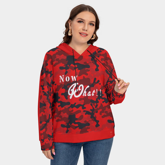 Women's Red & Black Camo What Now Sweatshirt With Hood