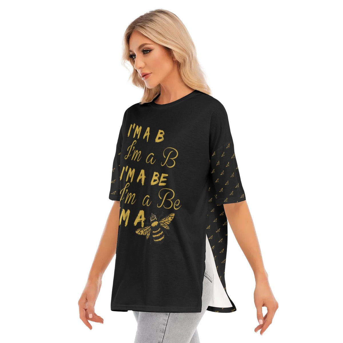 I'm A Bee "Bee Bold" Women's Short Sleeves T-shirt With Hem Split