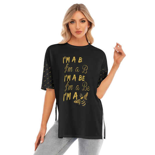I'm A Bee "Bee Bold" Women's Short Sleeves T-shirt With Hem Split