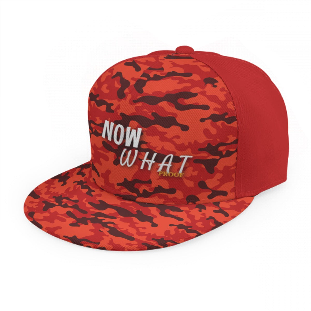 "Now What" Red Camo Baseball Cap With Flat Brim