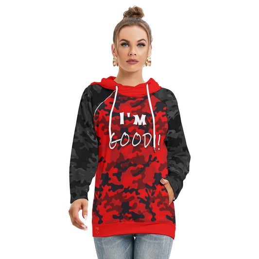 Black Camo Long sleeves side zipper red camo front and red hood