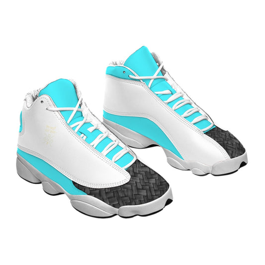 Men's Turquoise Strawed Tie Printed Basketball Shoes