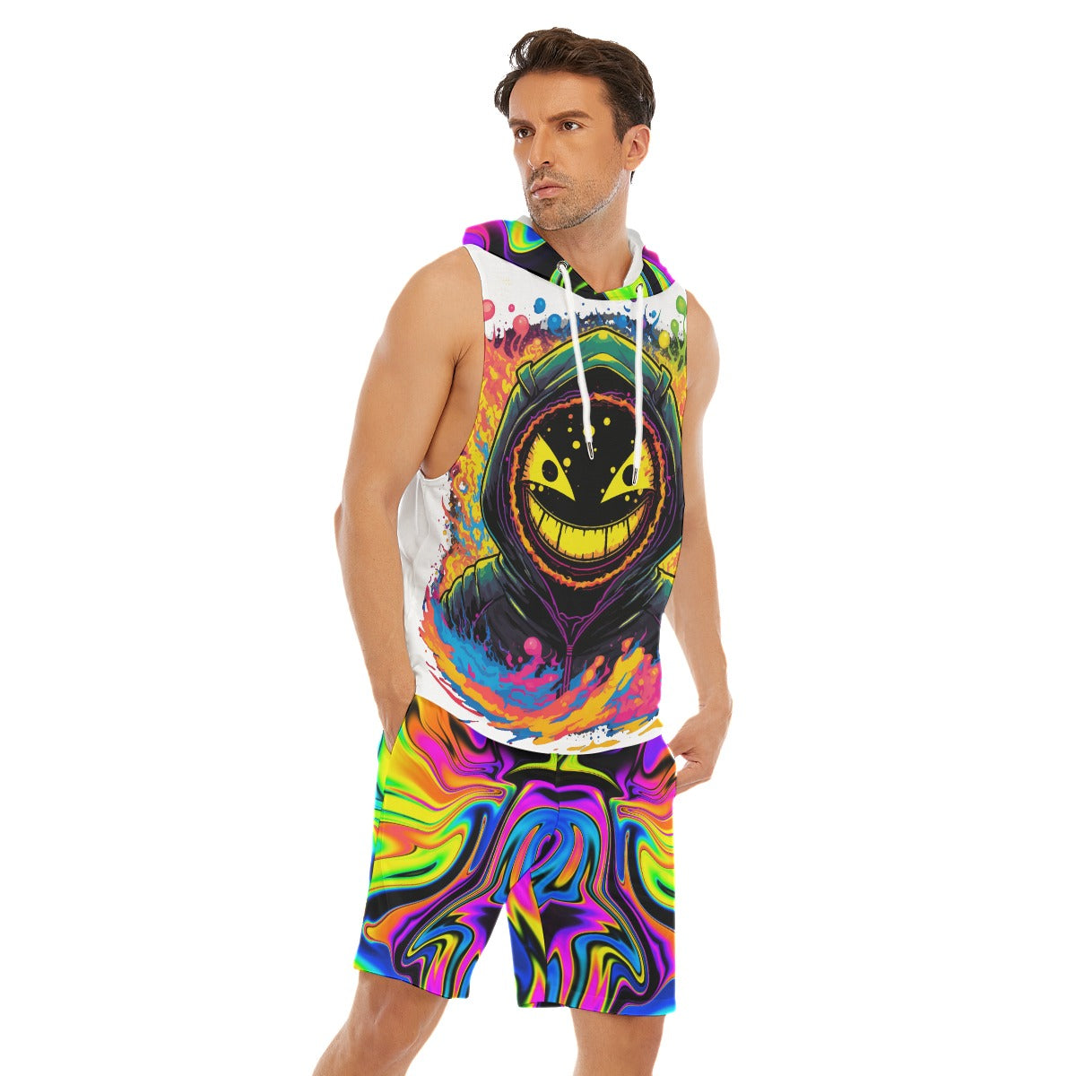 Colorful Creation Smile Sleeveless Vest and Short Set for Men's