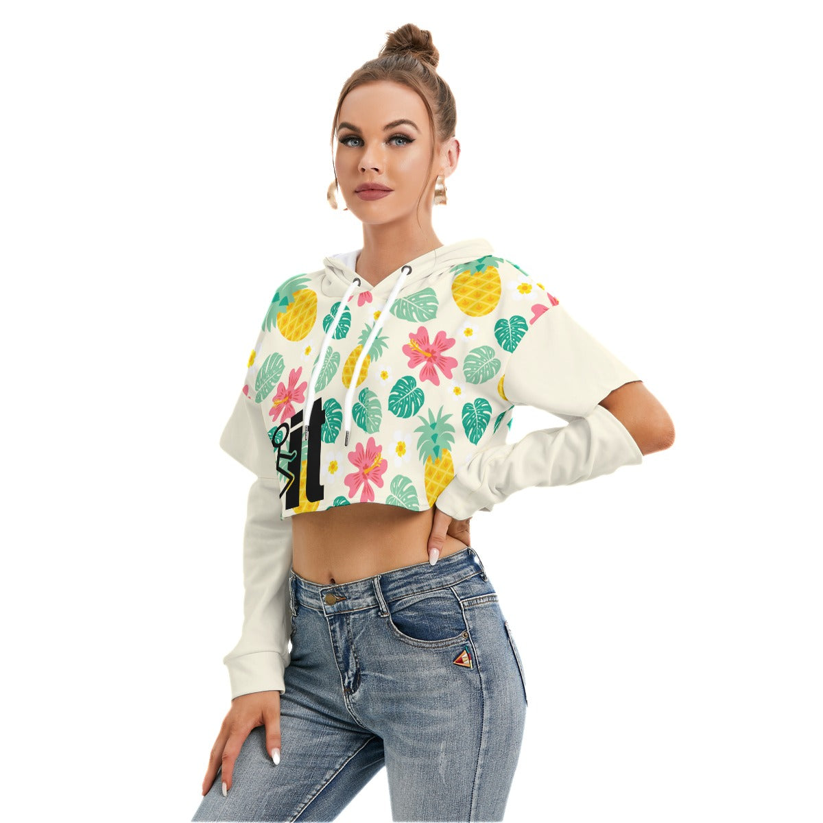 Sweet Pineapple Hoodie with Hollow Out Sleeve for Women's