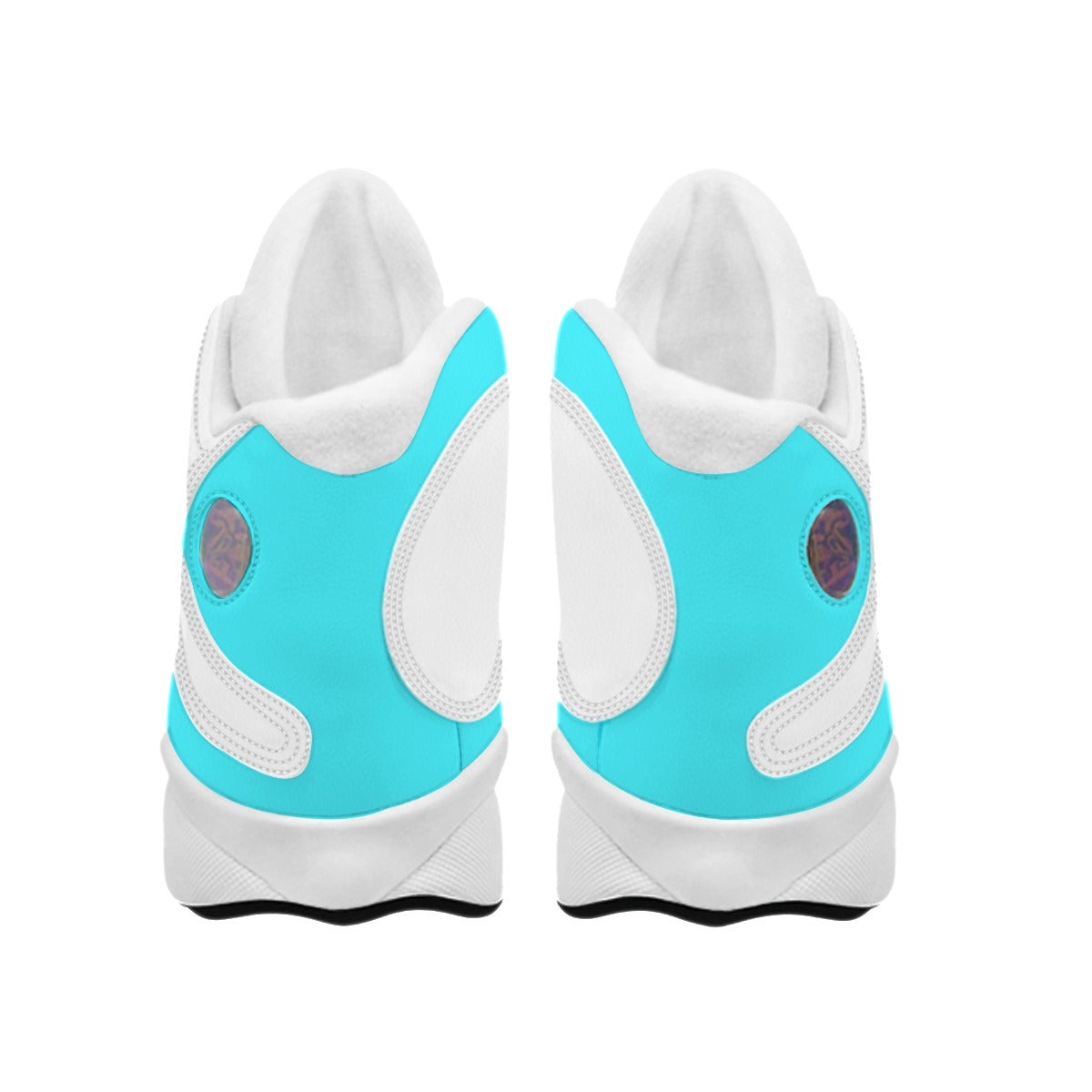 Turquoise Strawed Tie Printed Basketball Shoes for Men's