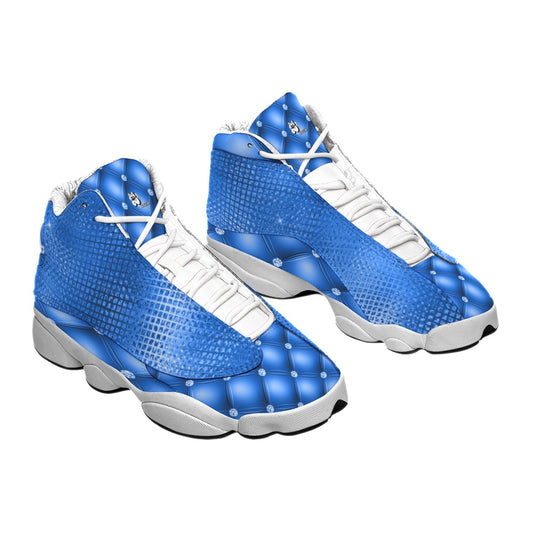 Diamond sky blue high-top basketball shoes are made of leather and rubber