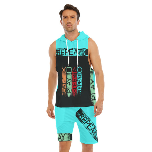 Men's Play, Eat, Sleep and Repeat Sleeveless Short Sets |