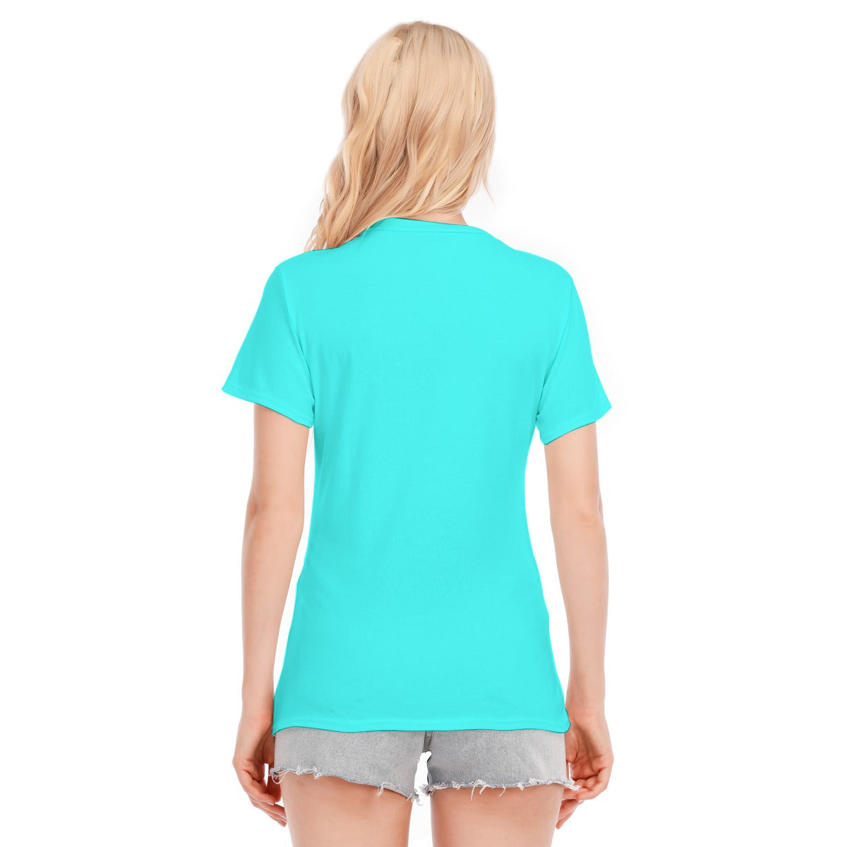 Halloween "Bad Witch Vibes' Aqua Blue Round Neck T-Shirt for Women's