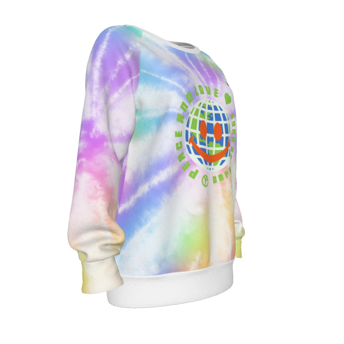 So Giga's Tie Dye Peace and Love Sweatshirt side view