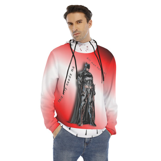  Red and White Faded Batman Hoodie