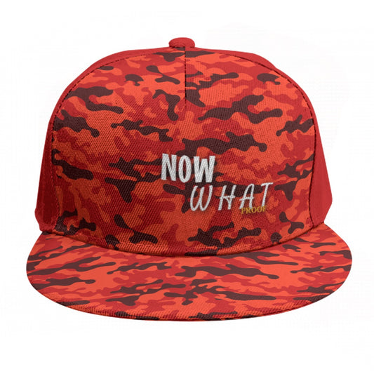 "Now What" Red Camo Baseball Cap With Flat Brim