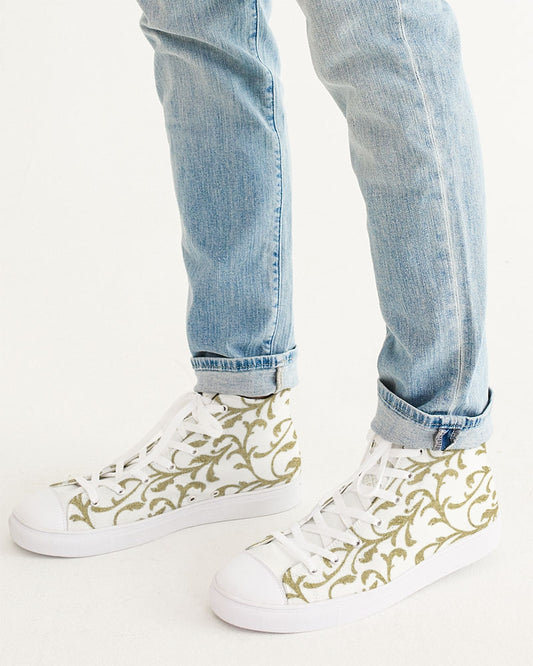 White and Gold designed Hightop Shoes