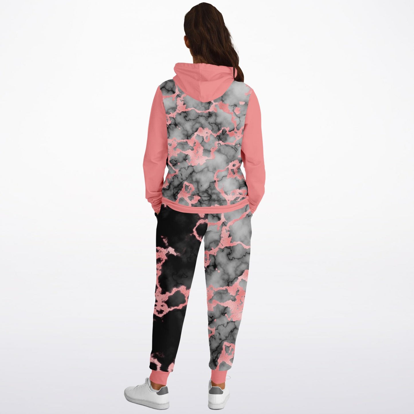 Two-Toned Marble designer hoodie set for Women's