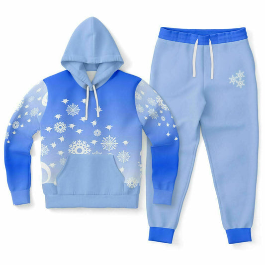  Let It Snow blue and white jogger set with snowflakes