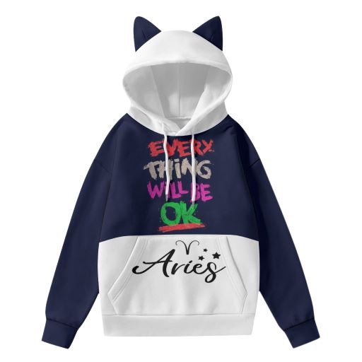 A super cute cat ear hoodie will keep you super warm hoodie with front pockets, made with 95% polyester and 5% spandex.