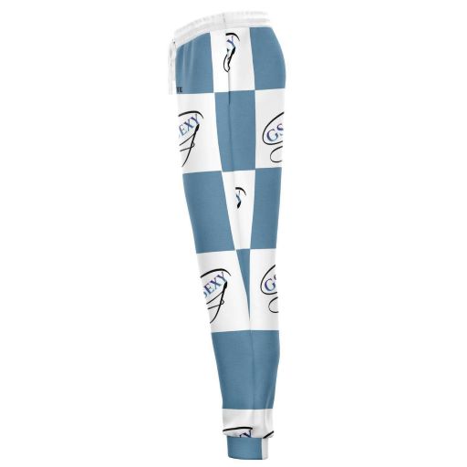 Blue, white wider CHECKMATE design! These joggers feature a soft and durable fabric that has a cotton feel to them.