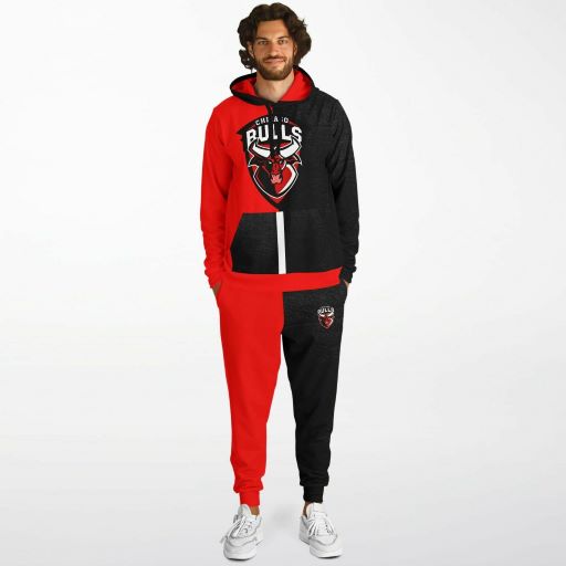 This Bulls Rocking Red and Black Jogger Set for Men is crafted from high-quality, lightweight m