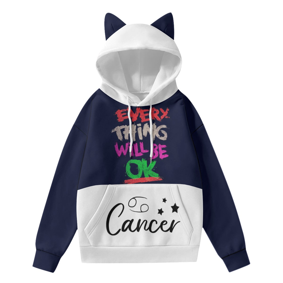 A super cute cat ear hoodie will keep you super warm hoodie with front pockets, made with 95% polyester and 5% spandex.