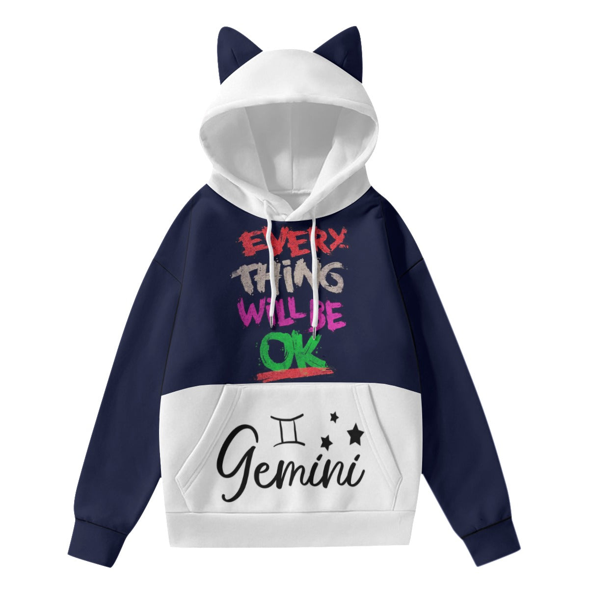 A super cute cat ear hoodie will keep you super warm hoodie with front pockets, made with 95% polyester and 5% spandex.