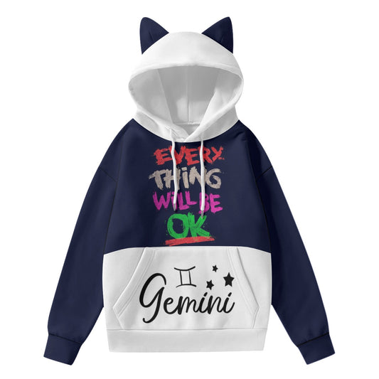 A super cute cat ear hoodie will keep you super warm hoodie with front pockets, made with 95% polyester and 5% spandex.