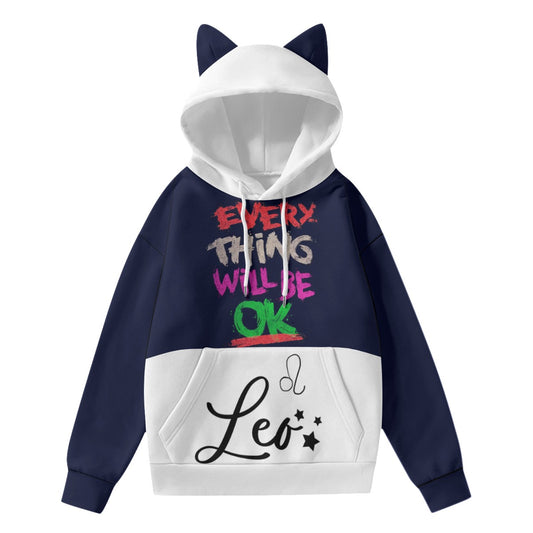 A super cute cat ear hoodie will keep you super warm hoodie with front pockets, made with 95% polyester and 5% spandex.