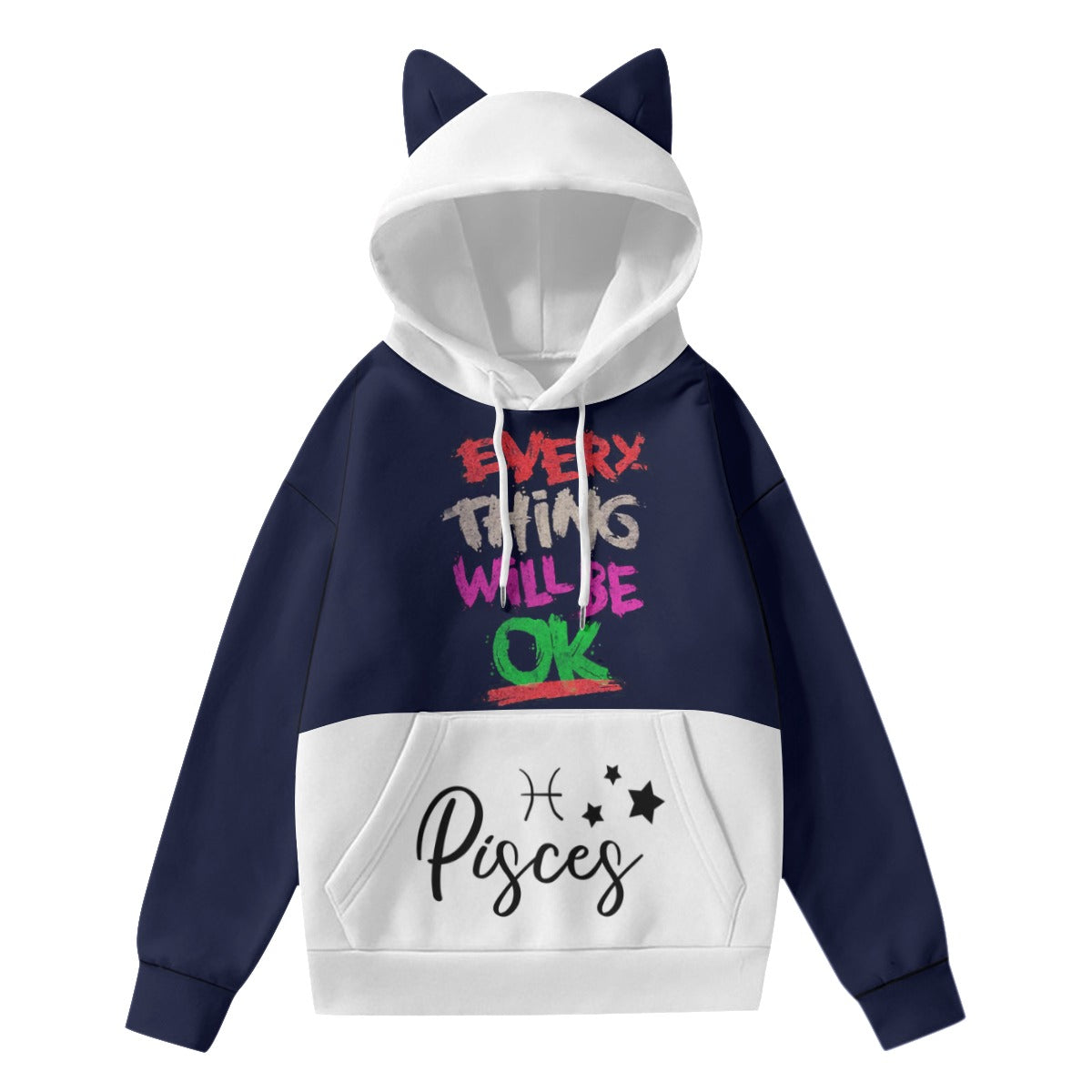 A super cute cat ear hoodie will keep you super warm hoodie with front pockets, made with 95% polyester and 5% spandex.