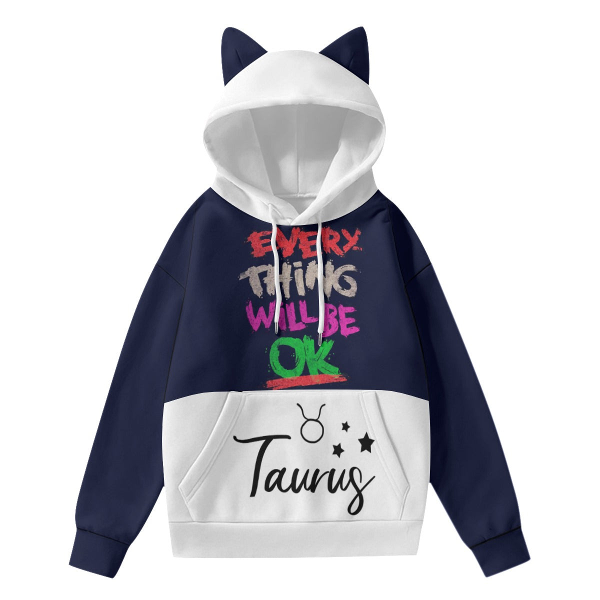 A super cute cat ear hoodie will keep you super warm hoodie with front pockets, made with 95% polyester and 5% spandex.