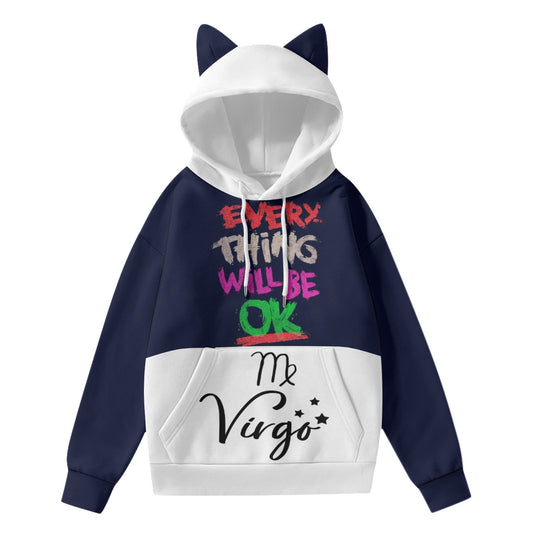 A super cute cat ear hoodie will keep you super warm hoodie with front pockets, made with 95% polyester and 5% spandex.