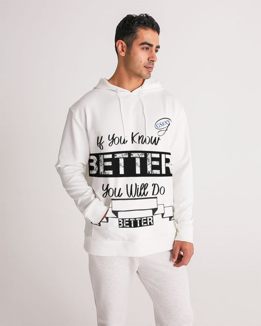 White Word of wisdom saying with long sleeve wear-resistant Men's Hoodie. Its super soft and smooth fabric provides maximum comfort and durability. It's Regular fit and moderate stretch.