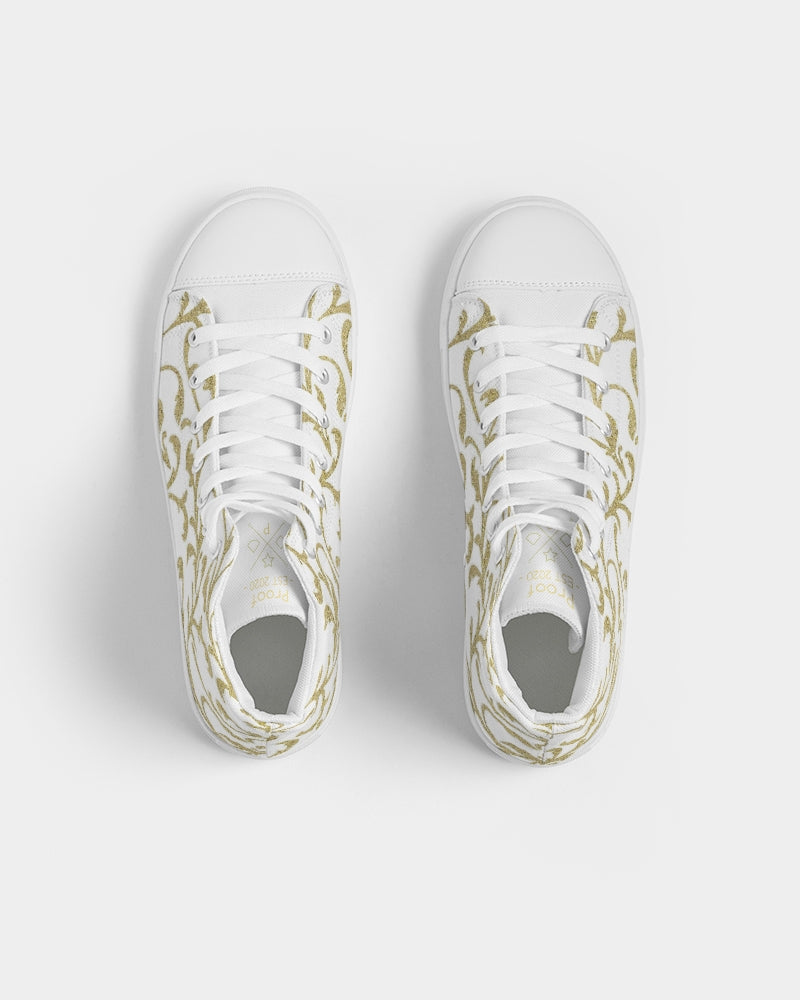 Gold and White High-top Shoe for Men's